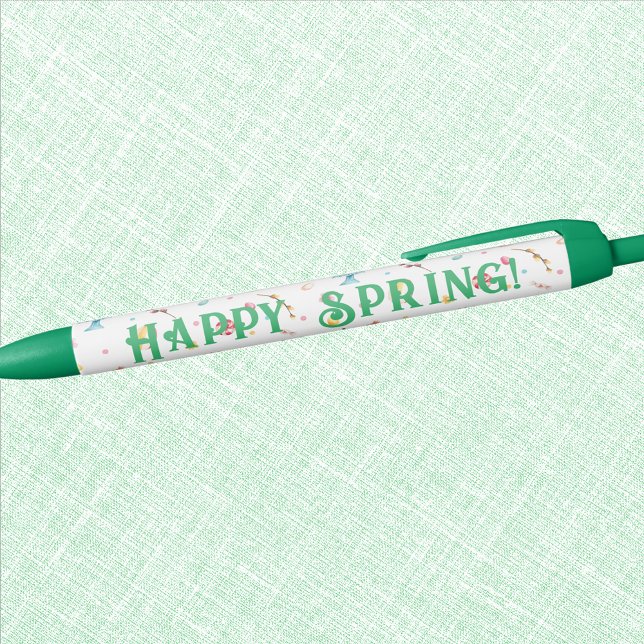Business Personal | Green Happy Spring Black Ink Black Ink Pen (Creator Uploaded)