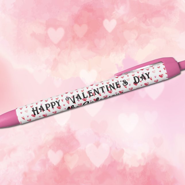 Business Personal Name, Hearts Valentine Black Ink Black Ink Pen (Creator Uploaded)