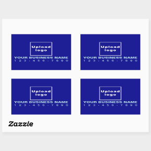 Business Phone Number on Blue Rectangle Sticker