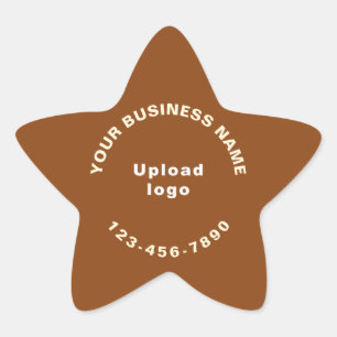 Business Phone Number on Brown Star Shape Sticker