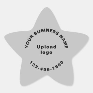 Business Phone Number on Grey Star Shape Sticker