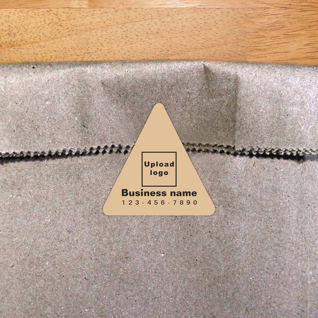 Business Phone Number on Light Brown Triangle Sticker (Light brown triangle sticker with your business name, logo and phone number.)