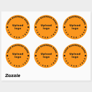 Business Phone Number on Orange Colour Classic Round Sticker