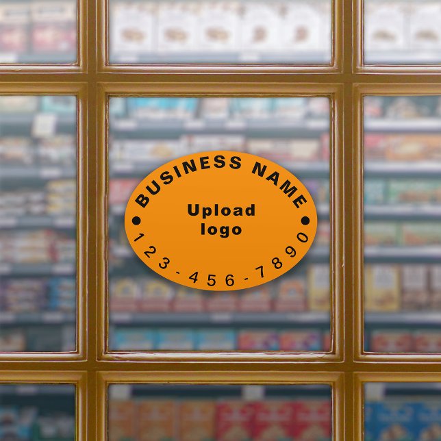 Business Phone Number on Orange Large Oval Vinyl (Your business name, logo and phone number on orange color large oval shape vinyl sticker.)