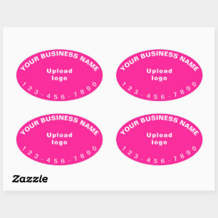 Business Phone Number on Pink Oval Shape Sticker