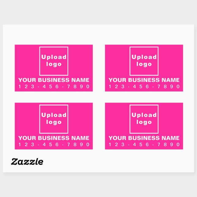 Business Phone Number on Pink Rectangle Sticker (Sheet)