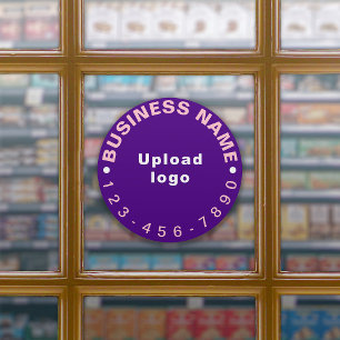 Business Phone Number on Purple Large Round Vinyl