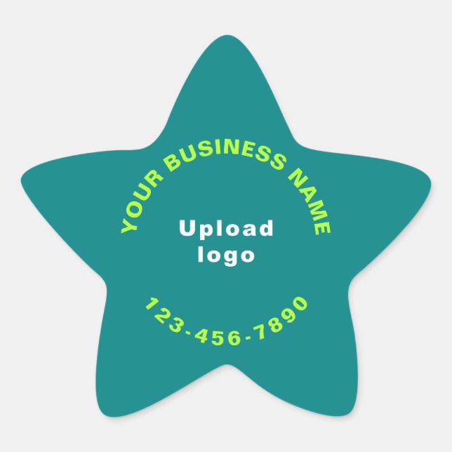 Business Phone Number on Teal Green Star Sticker (Front)