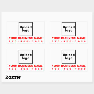 Business Phone Number Red Texts on White Rectangular Sticker