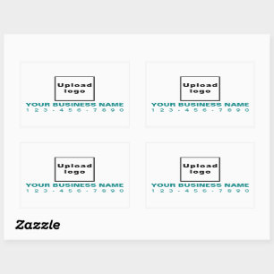Business Phone Number Teal Green Texts on White Rectangular Sticker