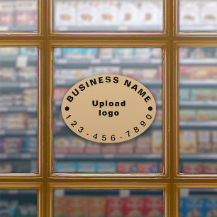 Business Phone On Light Brown Oval Large Vinyl