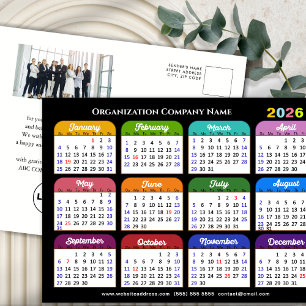 Business Photo 2025 Calendar Modern Black Colourfu Holiday Postcard