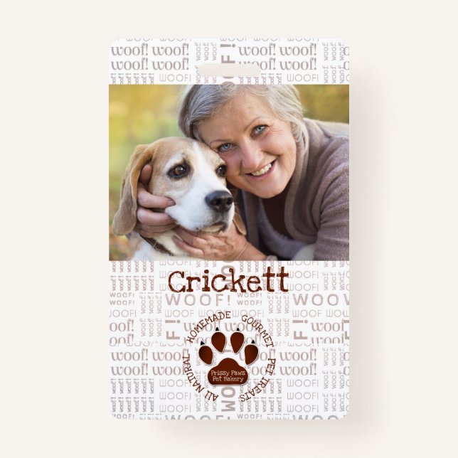 Business Photo and Name with Brown Paw ID Badge (Front)