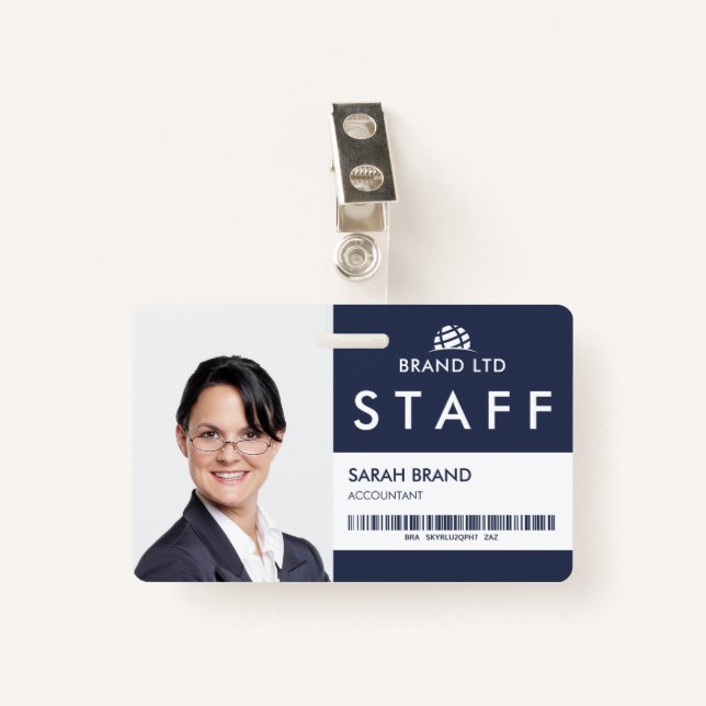 Business Photo ID Staff ID Badge (Front with Clip)