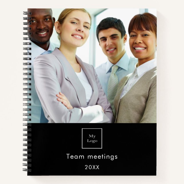 Business photo logo black white team QR code Notebook (Front)