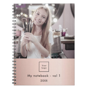 Business photo logo rose gold makeup artist notebook