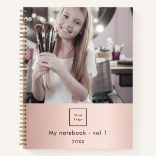 Business photo logo rose gold makeup artist notebook
