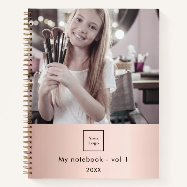Business photo logo rose gold makeup artist notebook (Front)