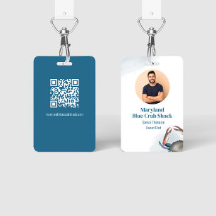 Business Photo QR Code Restaurant ID Badge