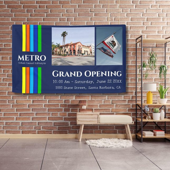 Business Photo Urban Modern Vertical Stripes Banner (Creator Uploaded)