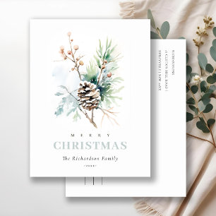 Business Pine Cone Winter Berries Corporate Logo Holiday Card