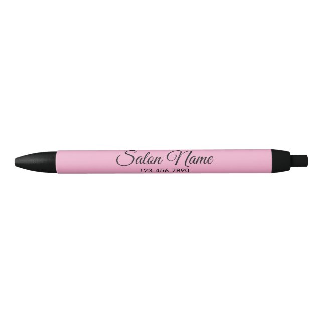 Business Pink Beauty Salon Name Phone Number Black Ink Pen (Front)
