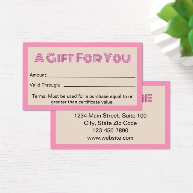Business Pink Beige Beauty Salon Gift Certificate (Desk)