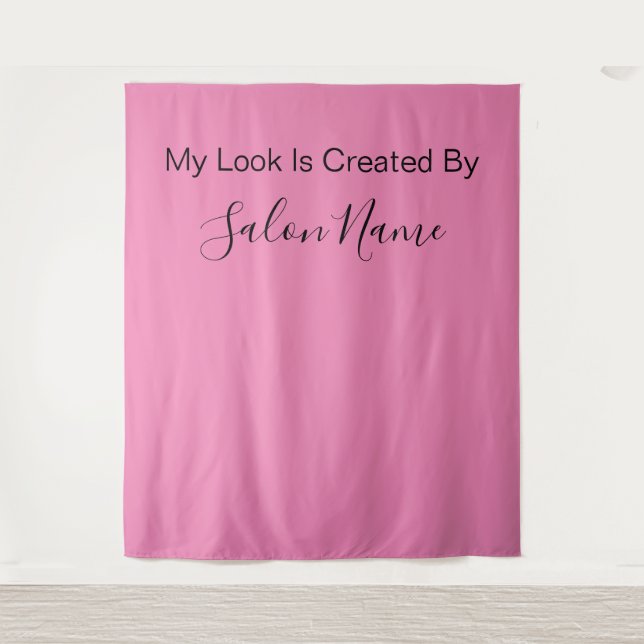 Business Pink Black Beauty Salon Selfie Station Tapestry (Front)