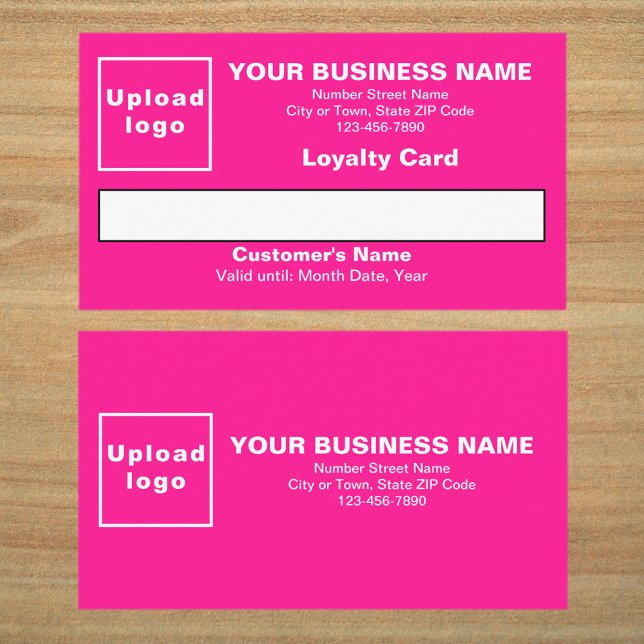 Business Pink Flat Loyalty Card (Front and back sides of pink loyalty card. Loyalty card for your loyal customers.)