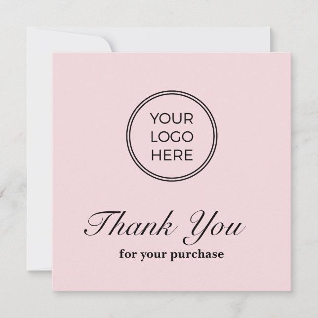 Business Pink Logo Thank You Card (Front)