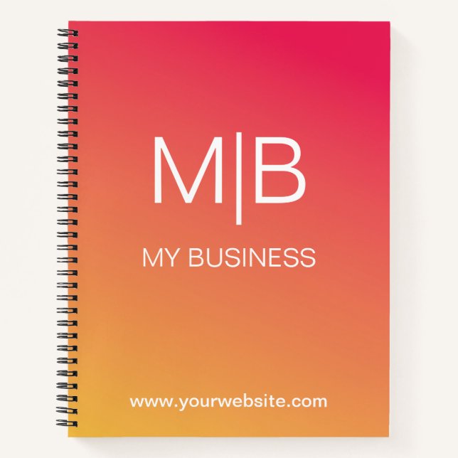 Business Pink Orange Gradient Monogram  Notebook (Front)