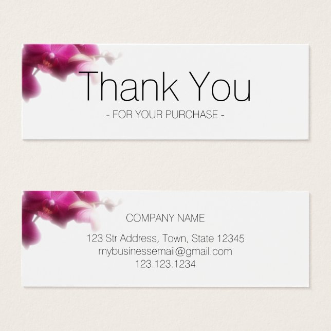 Business Pink Orchid Thank You Insert Card (Front & Back)