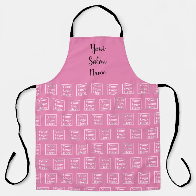 Business Pink Salon Name and Your Logo Here Apron (Front)
