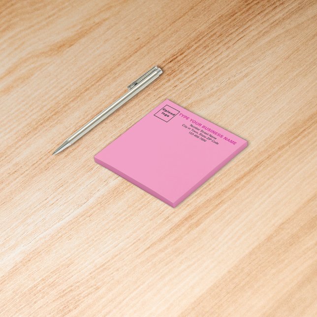 Business Pink Square post it note (Build brand name awareness. Your business brand on heading of pink square post it note.)