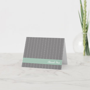 Business pinstripes grey green custom thank you card