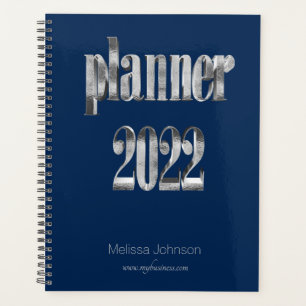 Business Planner 2022 Blue and Grey Script Modern