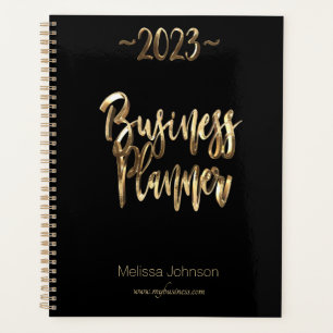 Business Planner 2023 Black and Gold Script Modern