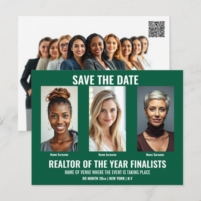 Business postcard template 5 photo DIY green (Front/Back)