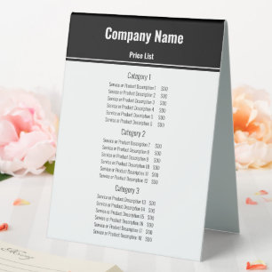 Business Price List Black and White Template