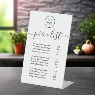 Business Price List with Logo Pedestal Sign