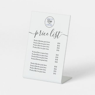 Business Price List with Logo  Pedestal Sign