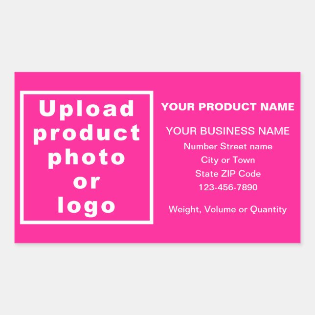 Business Product Minimal Information on Pink Rectangular Sticker (Front)