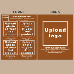 Business Products or Services on Brown Flyer<br><div class="desc">Flyer that you can customise to put your business brand, products or services and other information of your business. You can put up to 4 products or services. Customise it and give it to your customers or clients to advertise your brand name and to promote your products or services. Customisable...</div>