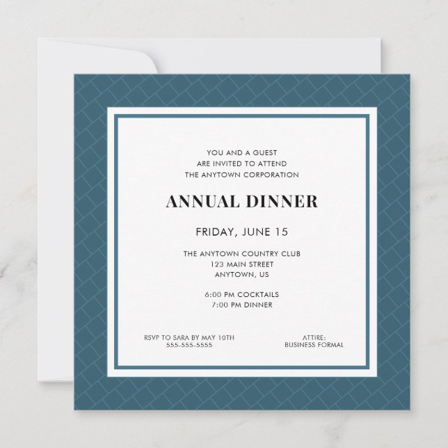 Business Professional Dinner | Blue Geometric Invitation (Front)