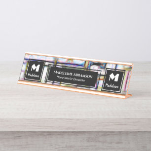 Business Professional Modern Monogram Personalise Desk Name Plate