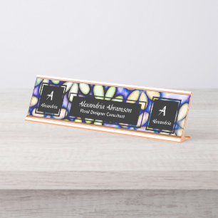 Business Professional Modern Monogram Personalise Desk Name Plate
