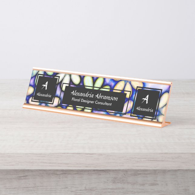 Business Professional Modern Monogram Personalise  Desk Name Plate (Front)