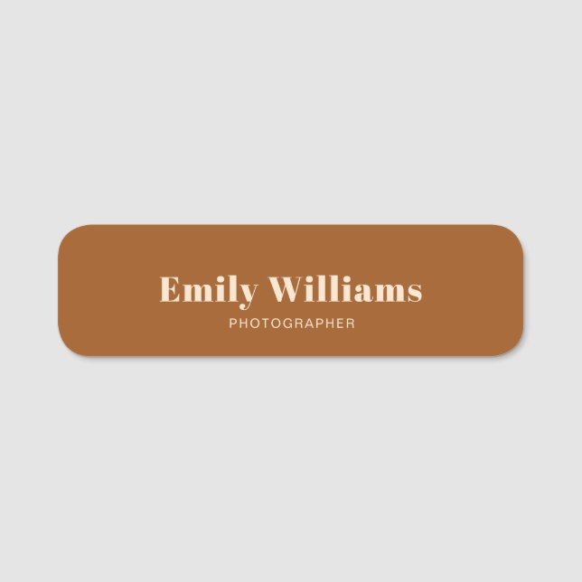Business Professional Modern Terracotta  Name Tag (Front)