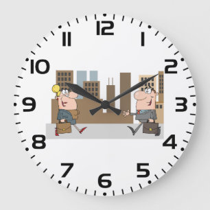 Business Professionals Cartoon Man and Woman Large Clock