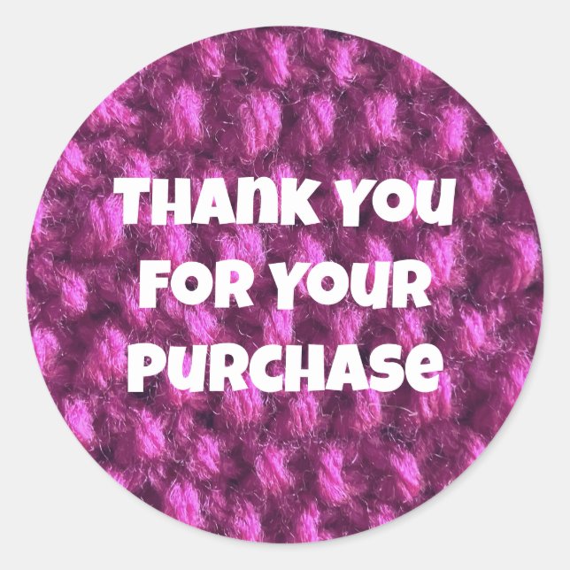 Business Promotion Pink Purple Yarn Customer Classic Round Sticker (Front)